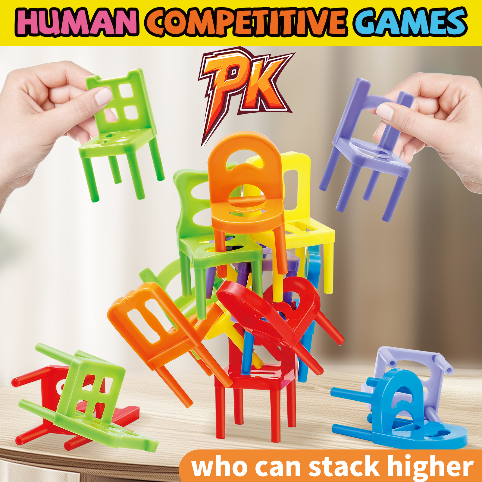 AliExpress Educational Toys,Chair Stacking Toy Set,Building Blocks Stacking Chairs,Random Colors/Styles,Parent-Child Gathering Interactive, view 4