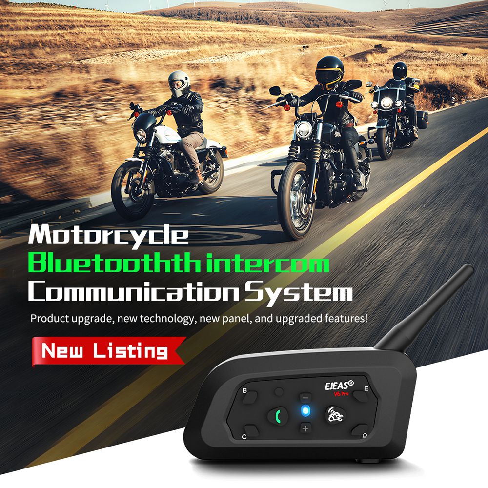 AliExpress EJEAS V6 PRO+/PLUS Motorcycle Helmet Bluetooth Walkie Talkie 6 Rider Distance 800 Meters Waterproof IP67, view 2