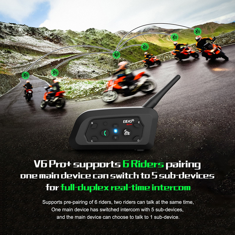 AliExpress EJEAS V6 PRO+/PLUS Motorcycle Helmet Bluetooth Walkie Talkie 6 Rider Distance 800 Meters Waterproof IP67, view 4