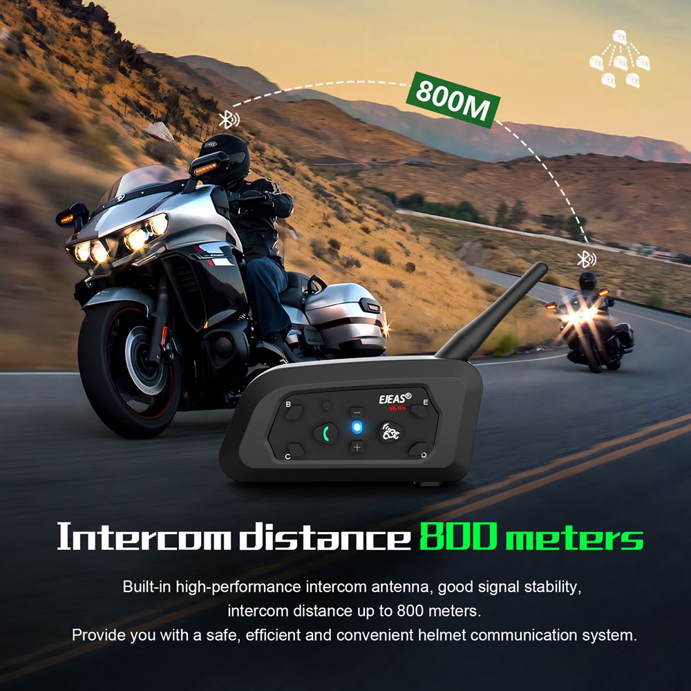 AliExpress EJEAS V6 PRO+/PLUS Motorcycle Helmet Bluetooth Walkie Talkie 6 Rider Distance 800 Meters Waterproof IP67, view 5