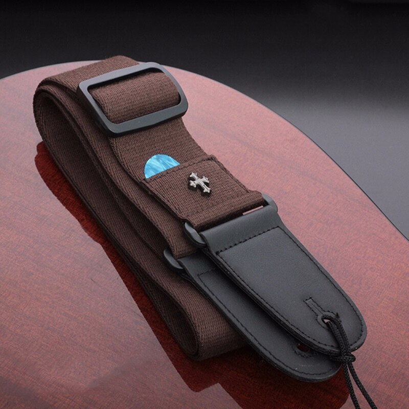 AliExpress Electric Guitar Strap Acoustic Folk Guitarra Belt Straps Vintage Cross Personality Guitar Straps Pick Pocket Guitar Accessories, view 5