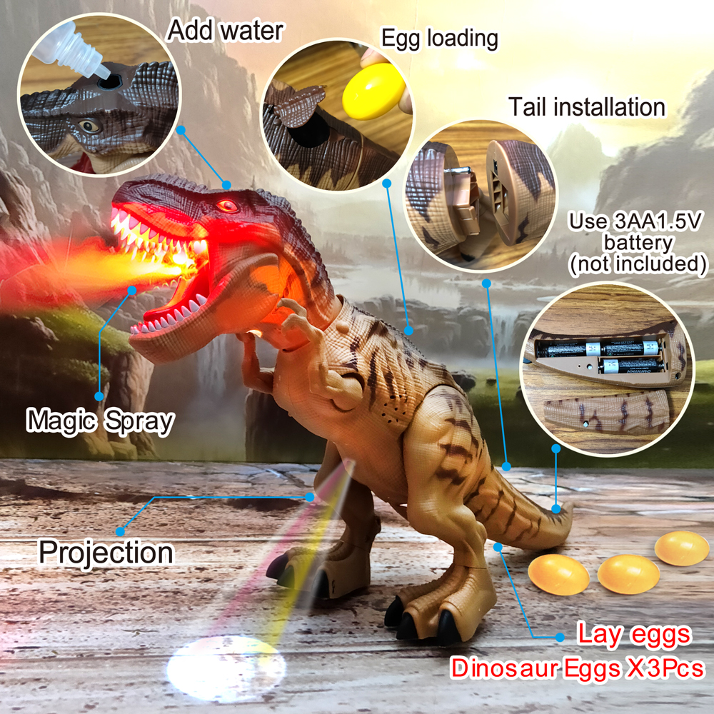 AliExpress Electric Toy Large Size Walking Spray Lay Eggs Dinosaur Robot  for Kids With Light Sound Mechanical Dinosaurs Model Toys, view 2