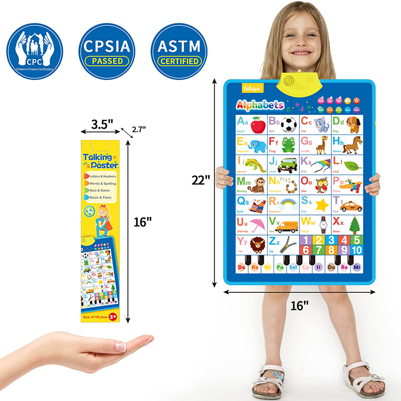 AliExpress Electronic English Alphabet Wall Chart Talking ABC Letters 123s Music Poster Educational Learning Toy for Toddler Kids Gifts, view 4