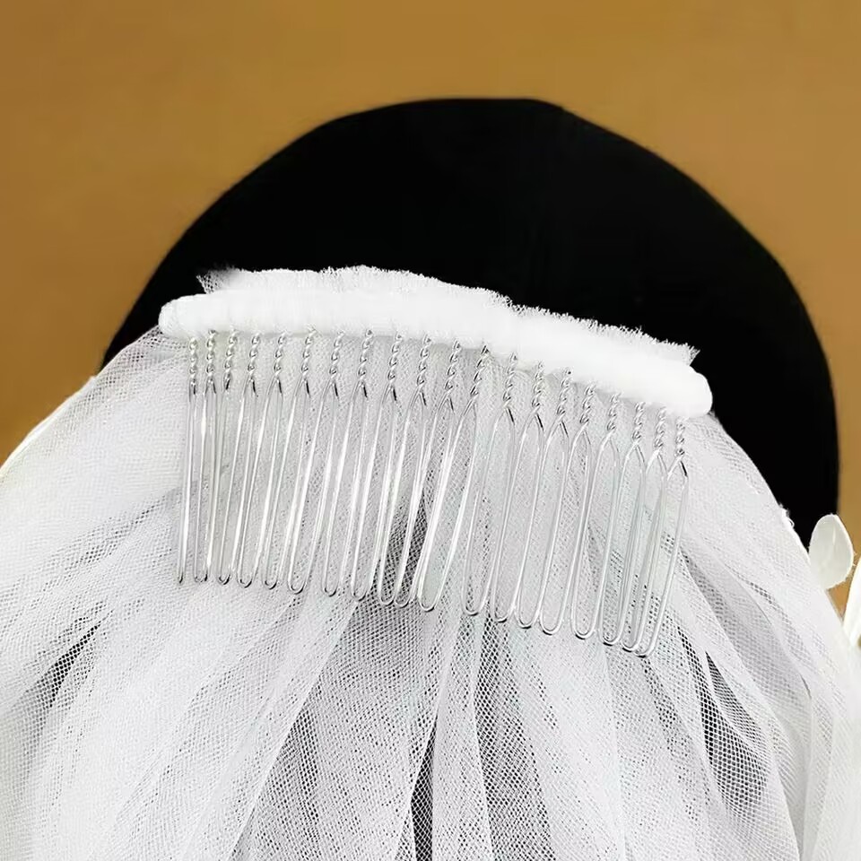 AliExpress Elegant Bridal Veil with Comb 3 Meter 1 Layer/2 Layer/3 Layer White Ivory Simple Bride Cathedral Veils Wedding Accessories, view 3