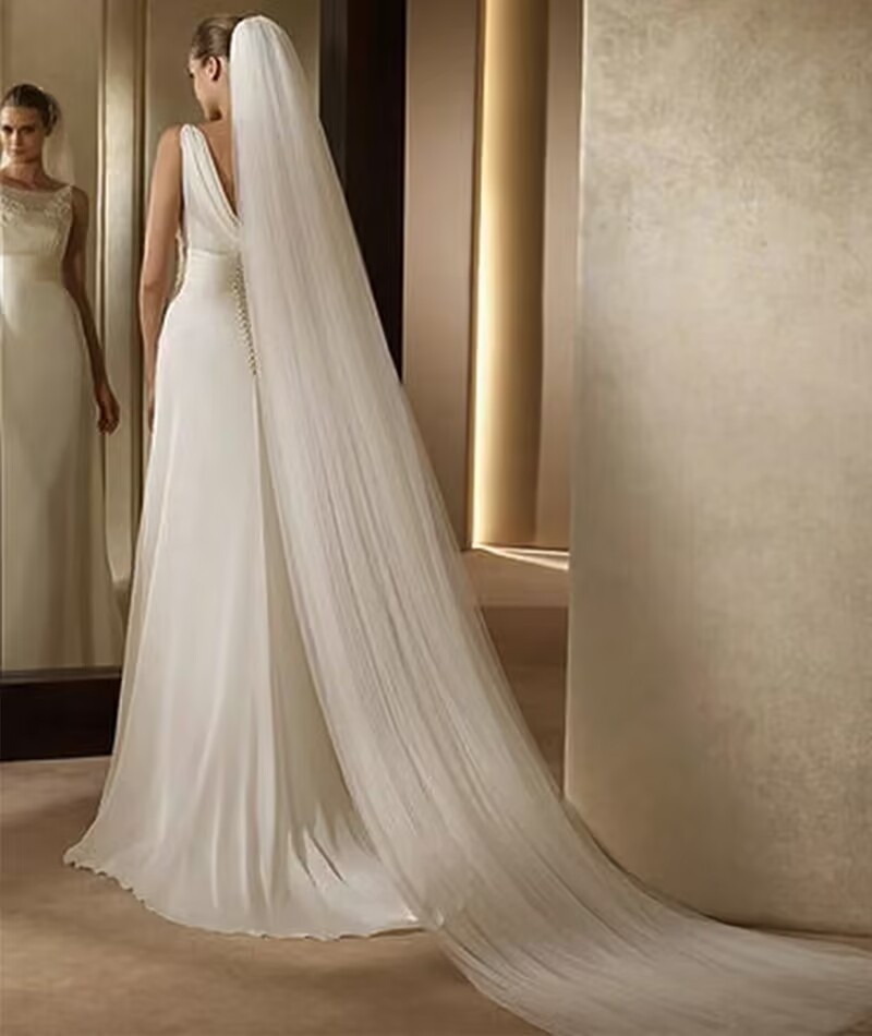 AliExpress Elegant Bridal Veil with Comb 3 Meter 1 Layer/2 Layer/3 Layer White Ivory Simple Bride Cathedral Veils Wedding Accessories