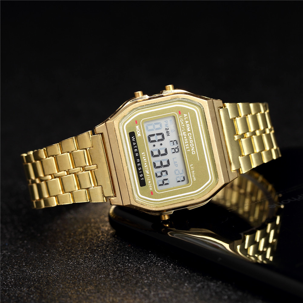 AliExpress Women's Gold Stainless Steel Digital Wristwatch, view 2