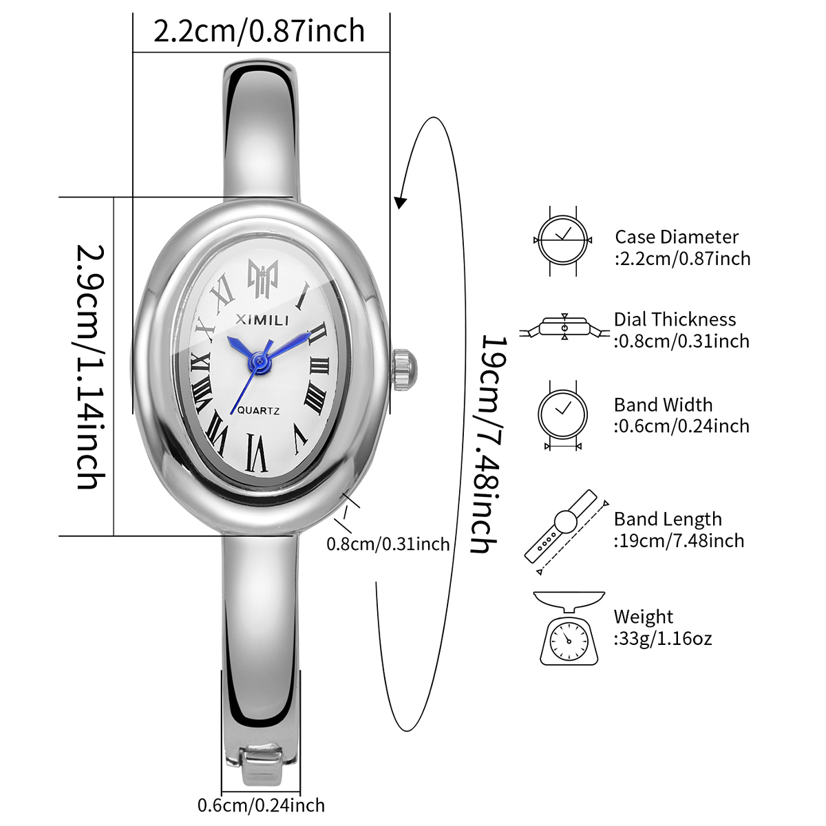 AliExpress Oval Roman-Dial Women's Quartz Watch, view 6
