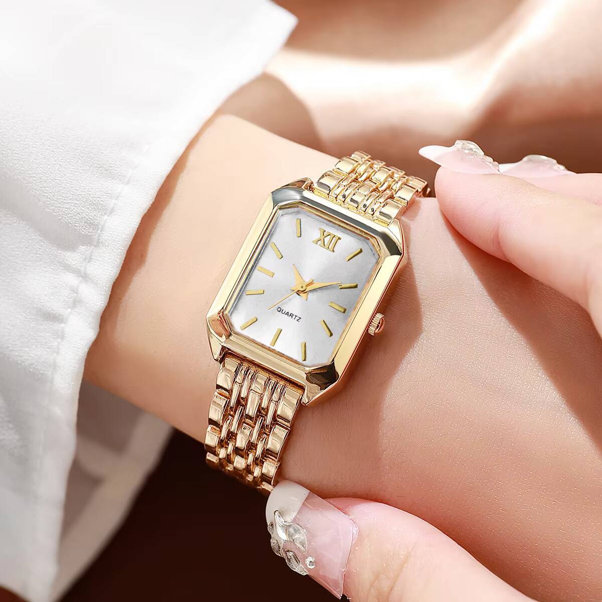 AliExpress Women's Small Rectangular Dial Quartz Watch, view 3