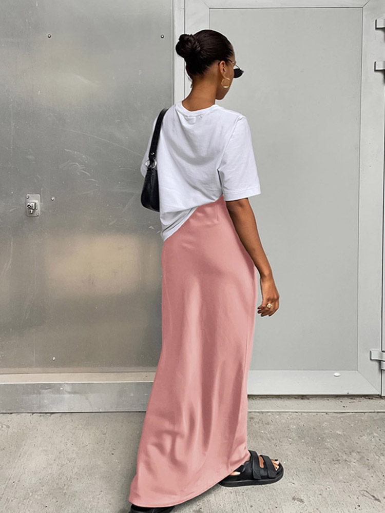 AliExpress Satin Black High-Waist Trumpet Skirt, view 6