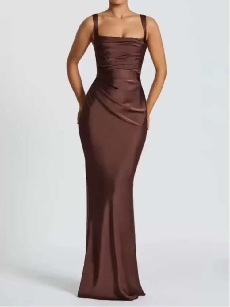 AliExpress Elegant Scarf Collar Sling Women Summer Dress Solid Sleeveless Off-shoulder Slim Maxi Dresses 2026 Lady Chic Evening Party Gown, view 2
