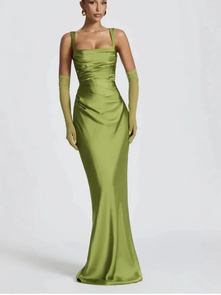 AliExpress Elegant Scarf Collar Sling Women Summer Dress Solid Sleeveless Off-shoulder Slim Maxi Dresses 2026 Lady Chic Evening Party Gown, view 3