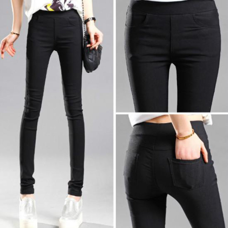 AliExpress Elegant Solid Straight Pencil Pants Fashion Women Skinny Office Lady Commute Slim Sweatpant Casual Elastic Stretch New Trousers