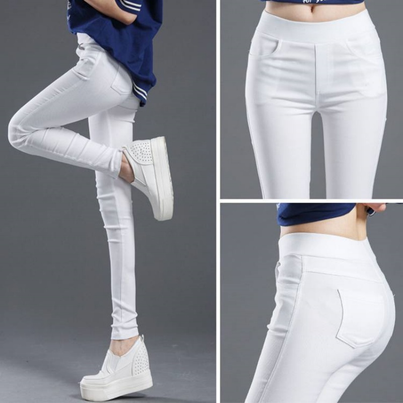 AliExpress Elegant Solid Straight Pencil Pants Fashion Women Skinny Office Lady Commute Slim Sweatpant Casual Elastic Stretch New Trousers, view 2