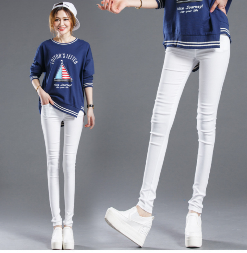 AliExpress Elegant Solid Straight Pencil Pants Fashion Women Skinny Office Lady Commute Slim Sweatpant Casual Elastic Stretch New Trousers, view 3