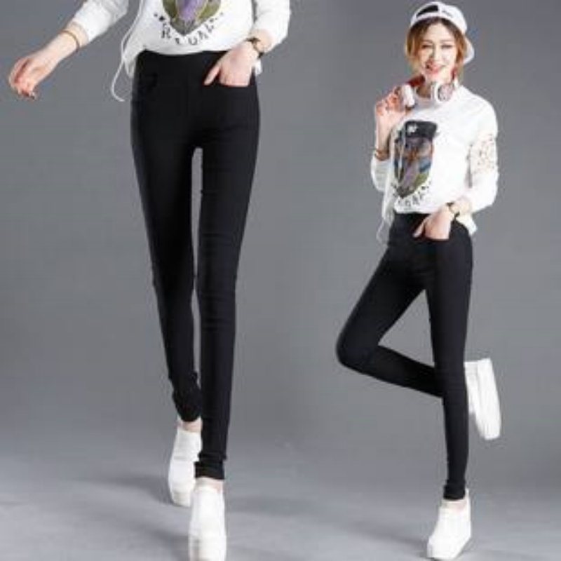 AliExpress Elegant Solid Straight Pencil Pants Fashion Women Skinny Office Lady Commute Slim Sweatpant Casual Elastic Stretch New Trousers, view 4