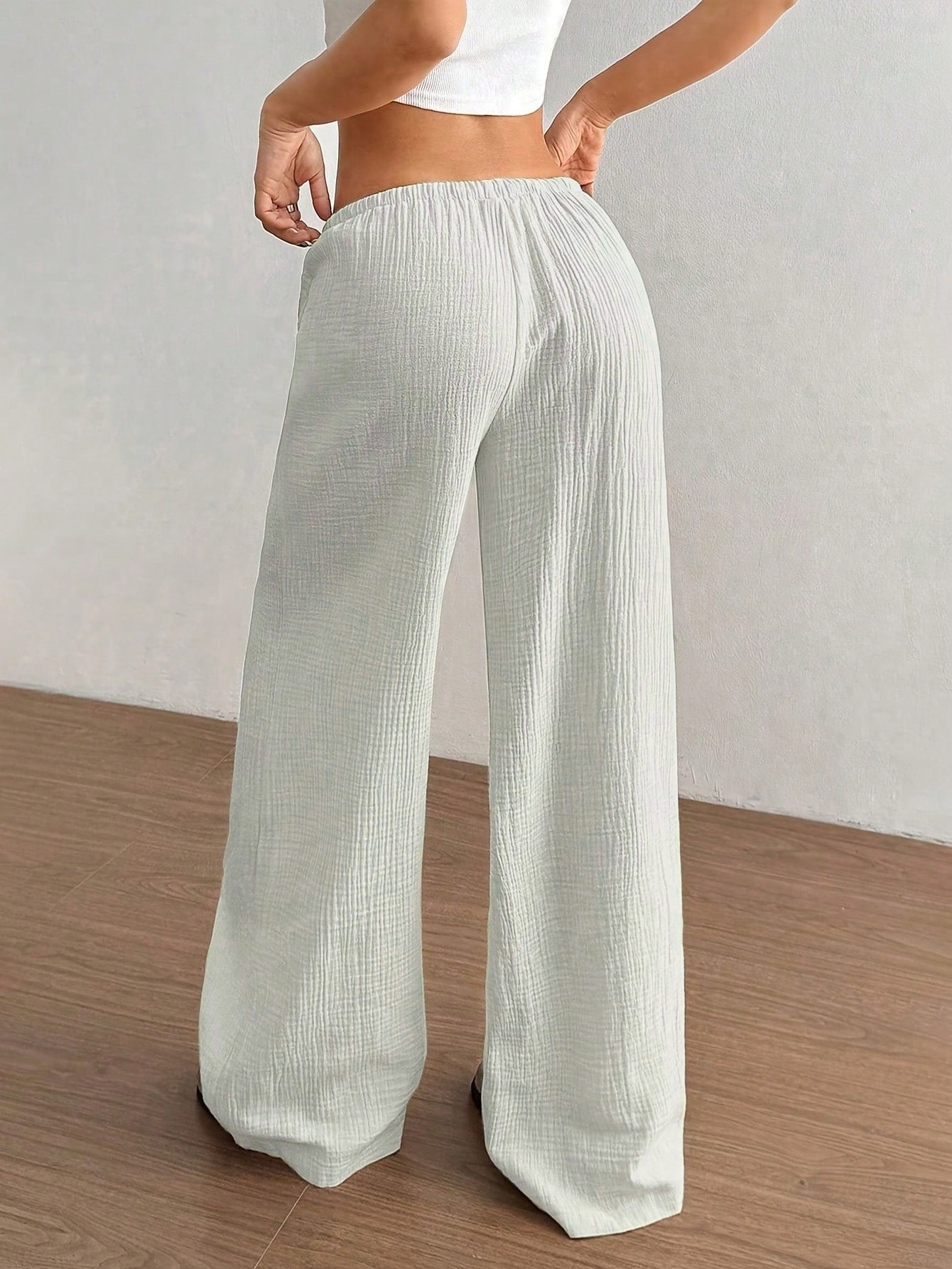 AliExpress Elegant Women's Casual Versatile Solid-Color Wide-Leg Pants, view 2