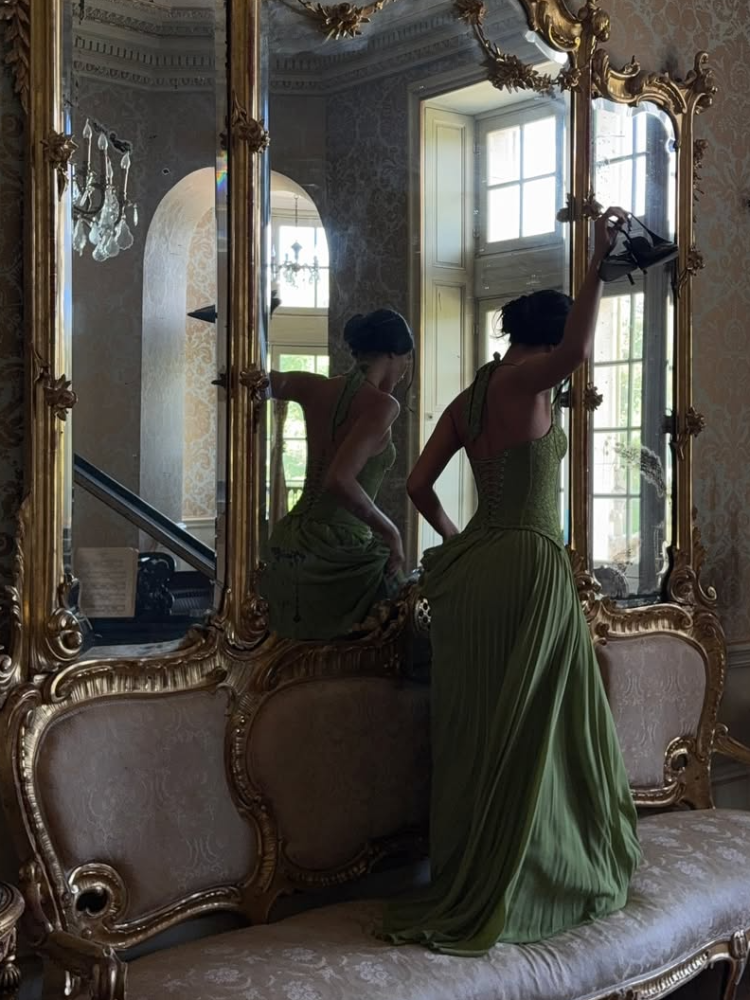 AliExpress Elegant Women's Halter Long Dress Corset Pleated Dresses Evening Party Formal Wedding Guest Green Graduation Bridesmaid Gown New, view 5