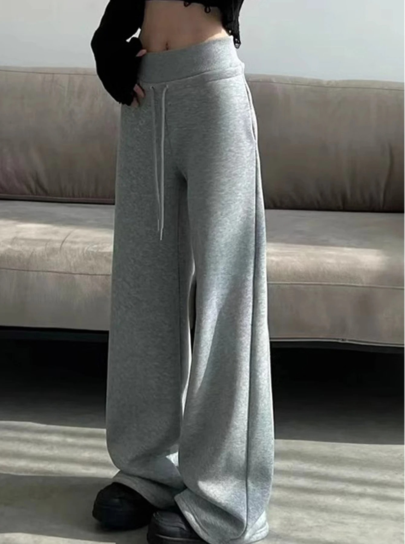 AliExpress Elegant Women's Pants Palazzo Flared Wide Killer High Waist OL Ladies Career Long Trousers, view 3