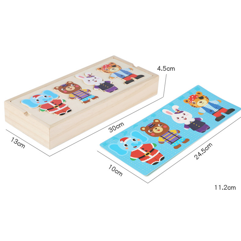AliExpress Elephant Bear Change Clothes Children's Early Education Wooden Jigsaw Puzzle Dressing Game Baby Puzzle Toys For Children Gift, view 5