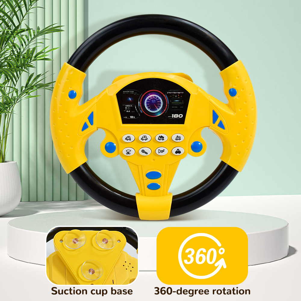 AliExpress Eletric Steering Wheel Toy with Light Sound for Baby Kids Educational Portable Simulated Driving Steering Wheel Vocal ToysToys, view 3