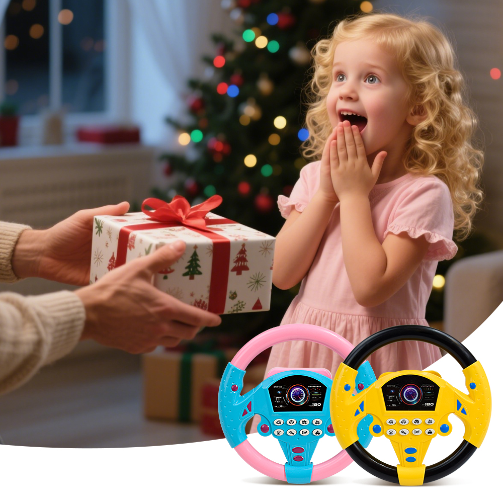 AliExpress Eletric Steering Wheel Toy with Light Sound for Baby Kids Educational Portable Simulated Driving Steering Wheel Vocal ToysToys, view 5