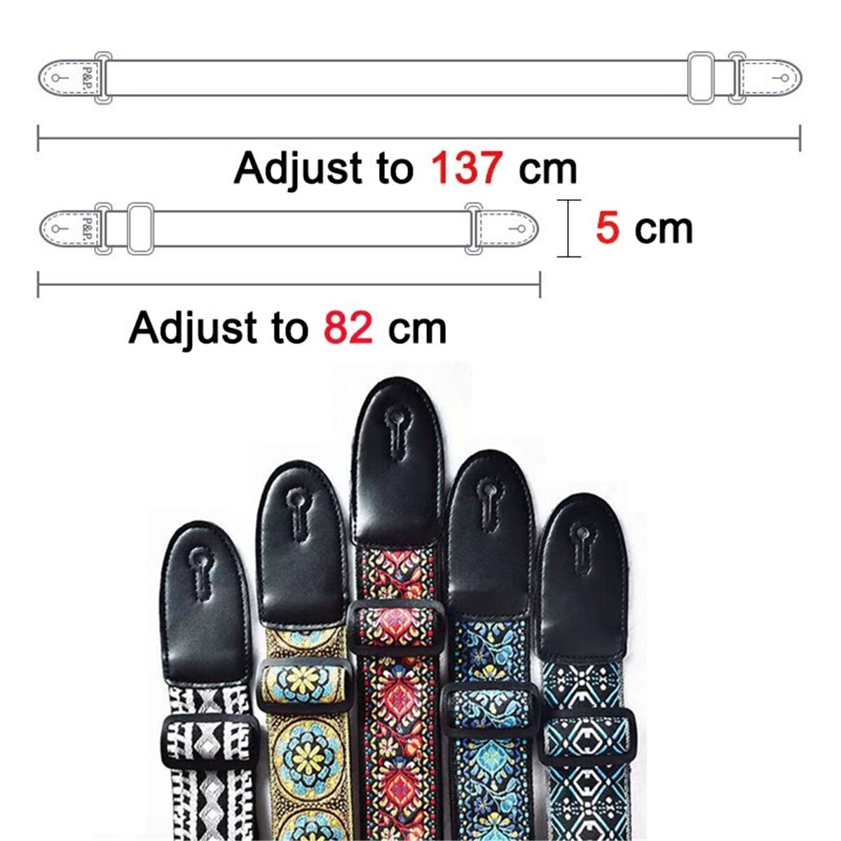 AliExpress Embroidered Print Guitar Strap Vintage Ethnic Style Adjustable Strap for Folk Electric Guitar Bass Ukulele Guitar Accessories, view 6