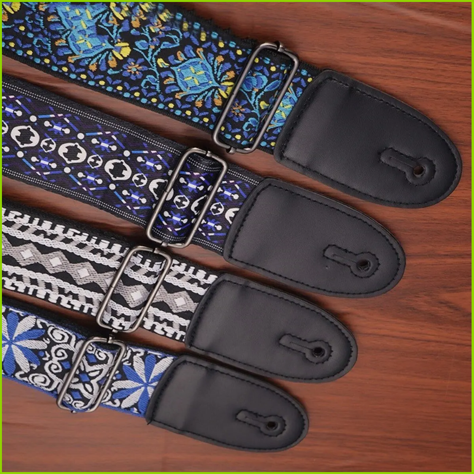 AliExpress Embroidered Print Guitar Strap Vintage Ethnic Style Adjustable Strap for Folk Electric Guitar Bass Ukulele Guitar Accessories, view 2