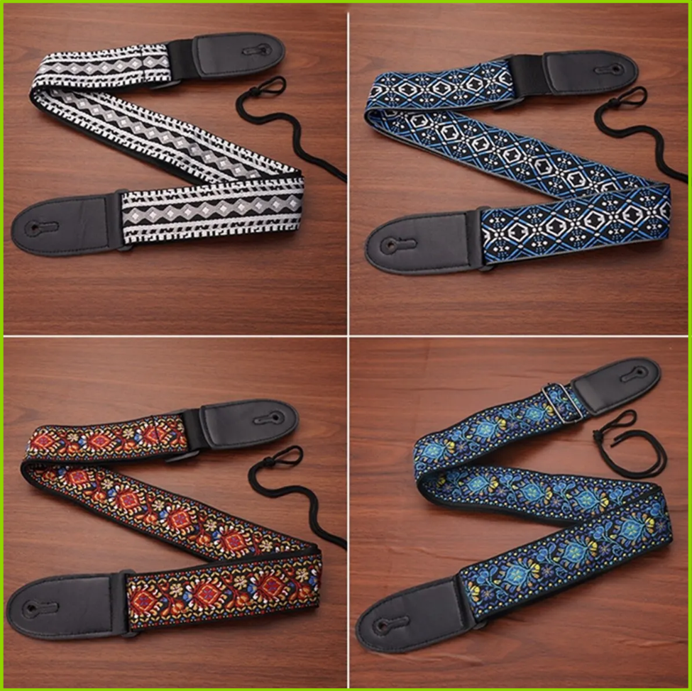 AliExpress Embroidered Print Guitar Strap Vintage Ethnic Style Adjustable Strap for Folk Electric Guitar Bass Ukulele Guitar Accessories, view 4