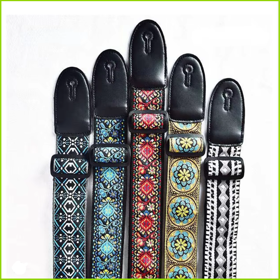 AliExpress Embroidered Print Guitar Strap Vintage Ethnic Style Adjustable Strap for Folk Electric Guitar Bass Ukulele Guitar Accessories, view 5