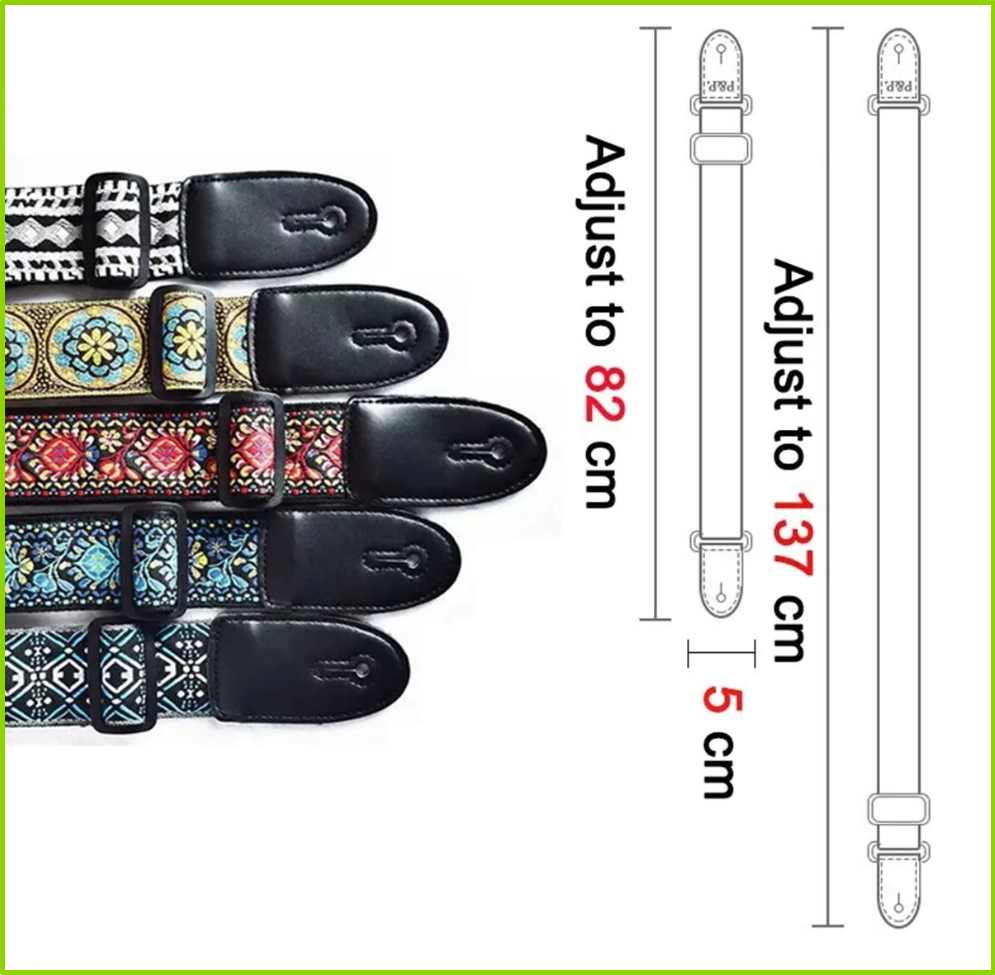 AliExpress Embroidered Print Guitar Strap Vintage Ethnic Style Adjustable Strap for Folk Electric Guitar Bass Ukulele Guitar Accessories, view 6