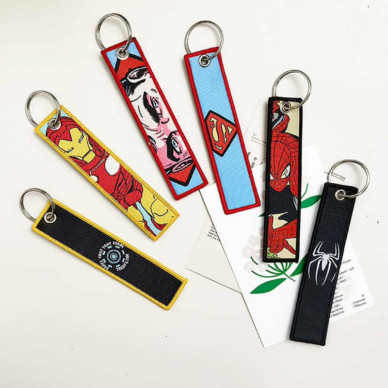 AliExpress Embroidery Cool Keychain Motorcycles Cars Chaveiro American comics Manga Series Holder Pendant Portable Key Lanyard Accessories, view 2