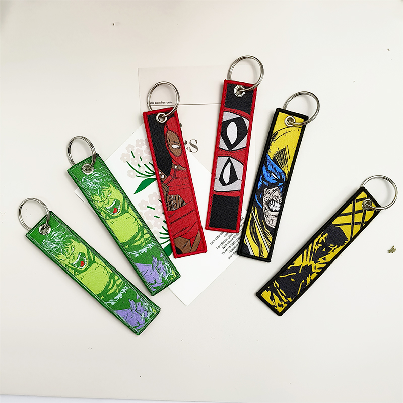AliExpress Embroidery Cool Keychain Motorcycles Cars Chaveiro American comics Manga Series Holder Pendant Portable Key Lanyard Accessories, view 3