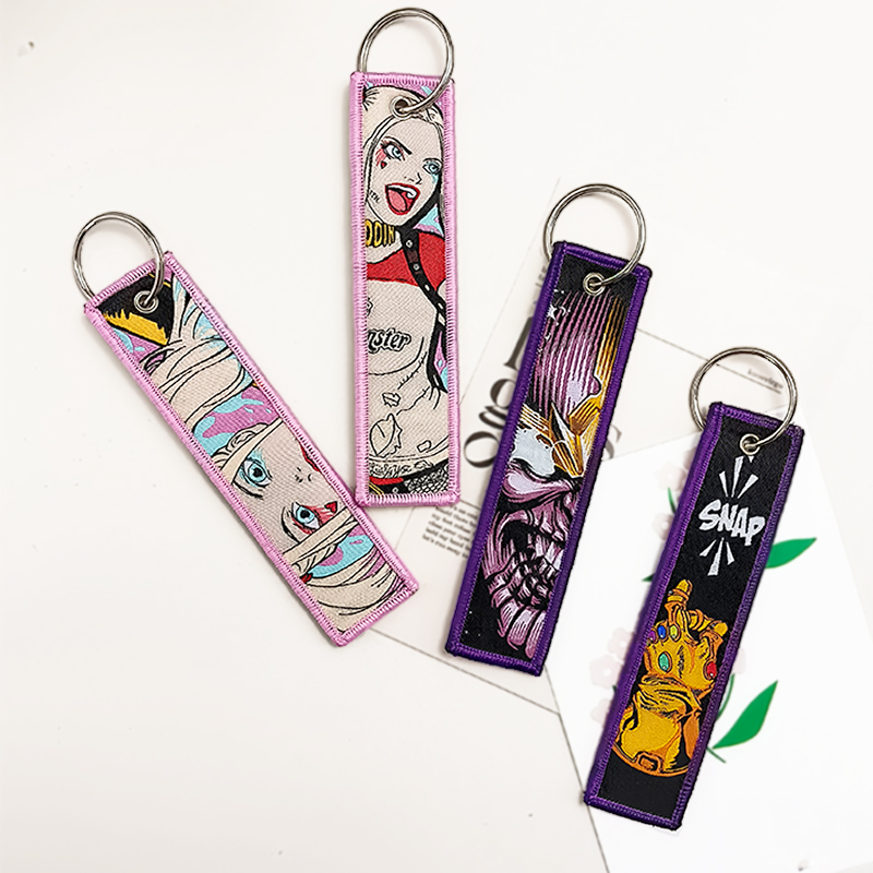 AliExpress Embroidery Cool Keychain Motorcycles Cars Chaveiro American comics Manga Series Holder Pendant Portable Key Lanyard Accessories, view 4