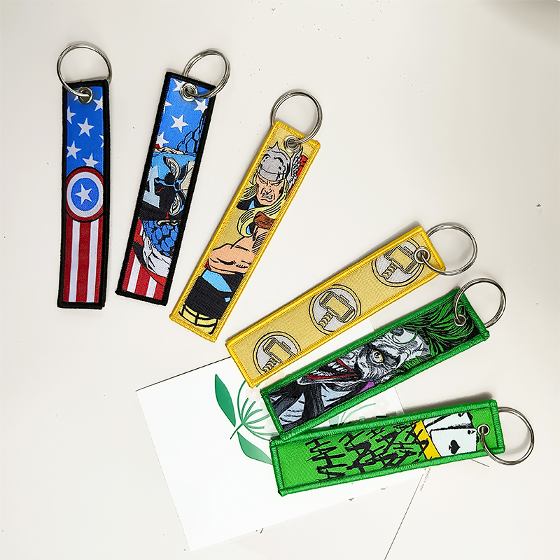 AliExpress Embroidery Cool Keychain Motorcycles Cars Chaveiro American comics Manga Series Holder Pendant Portable Key Lanyard Accessories, view 5