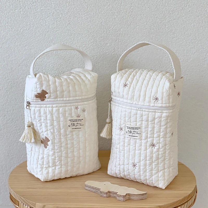 AliExpress Embroidery Portable Nappy Mommy Bag Stroller Hanging Bag Zipper Diaper Wet Bag Baby Items Storage Bag, view 2