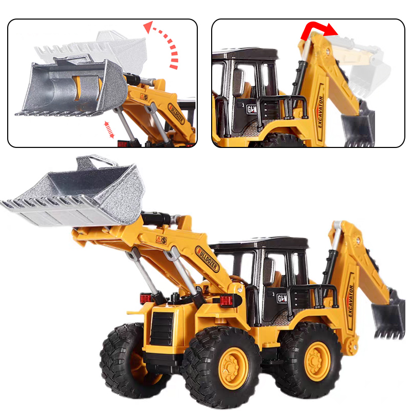AliExpress Engineering Diecast Toys for Boys Alloy+Plastic Tractor Excavator Backhoe Crane Bulldozer Kids Truck Children Vehicle Model Gift, view 4