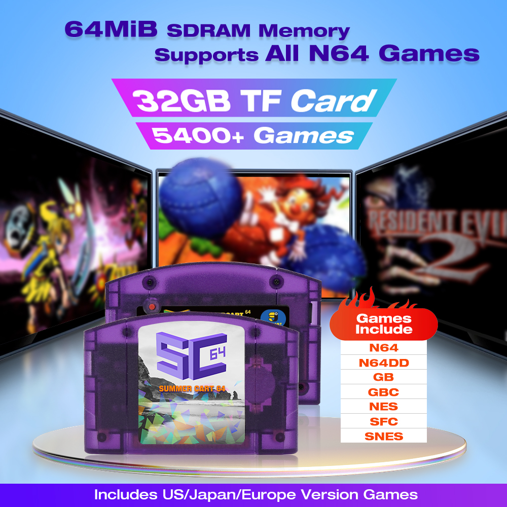 AliExpress EPICJOY SummerCart 64 SC64 Open Source Game Card N64 with Built-in Emulator For N64 Console Gift 32GB TF Card 5400 Games, view 6