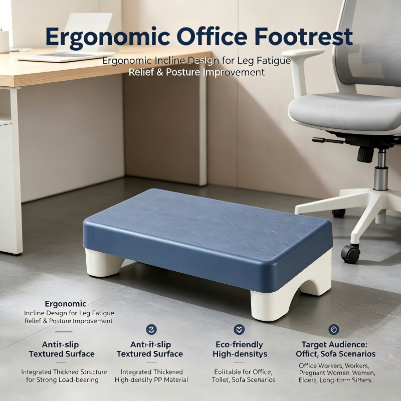 AliExpress Ergonomic PP Footrest Under Desk Foot Stool Comfortable Space-Saving Foot Rest for Office Work Study Sofa Home, view 4
