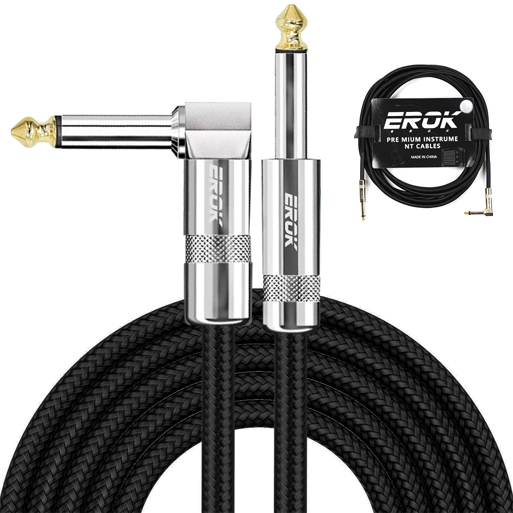 AliExpress EROK 1/4 Inch Instrument Cable 90 Degree Right-Angled To Straight 6.35mm Male Stereo Audio Cord for Electric Guitar Bass ﻿