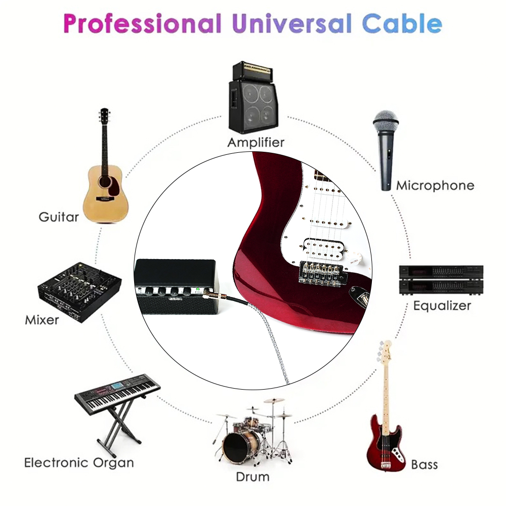 AliExpress EROK 1/4 Inch Instrument Cable 90 Degree Right-Angled To Straight 6.35mm Male Stereo Audio Cord for Electric Guitar Bass , view 4