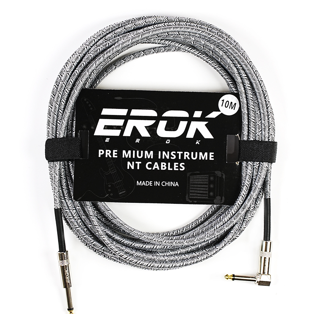 AliExpress EROK 1.5/3/6/10M Guitar Audio Cables Anti-Noise Line 6.35mm Male to Male Colorful Braided Line Pedal Guitar Bass Universal Cable, view 2