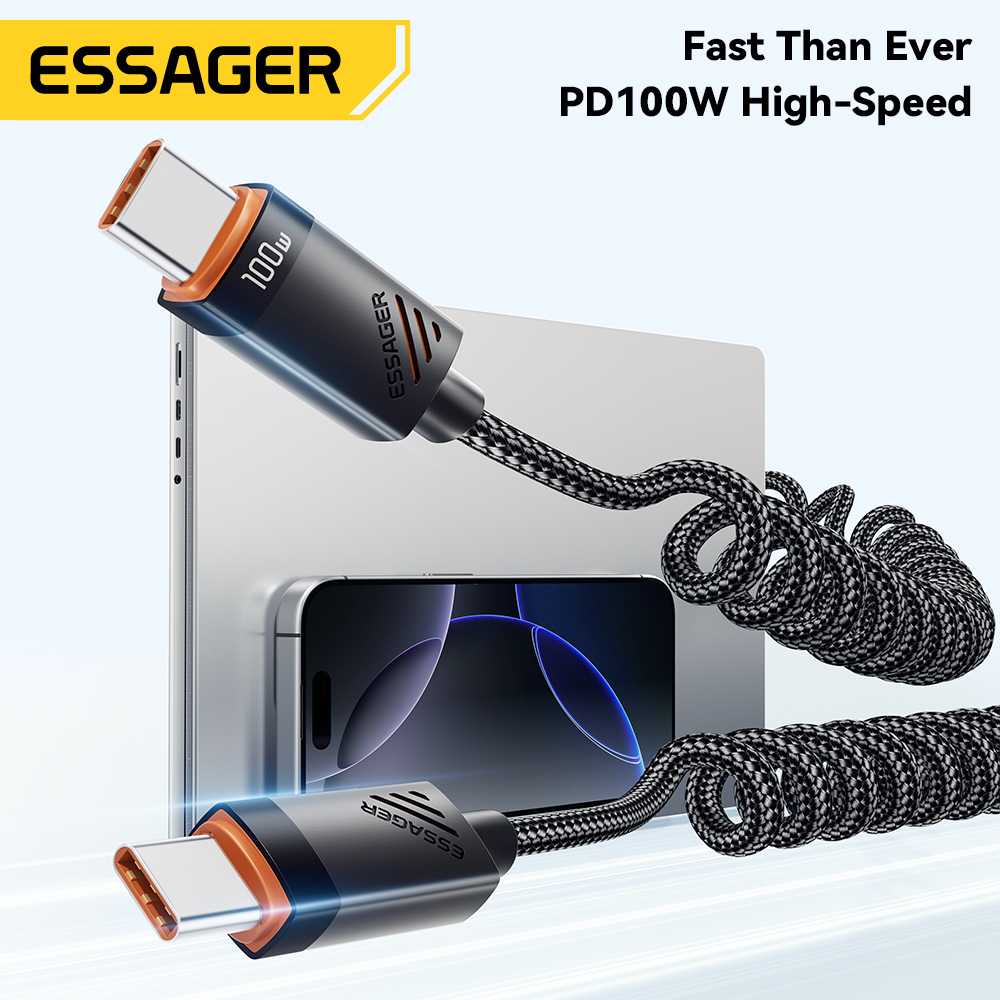AliExpress Essager 100W Spring USB-C to USB-C Cable, view 2