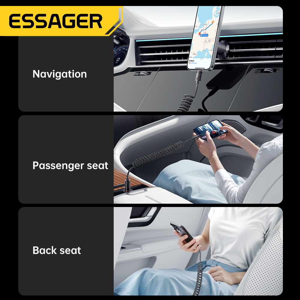 AliExpress Essager 100W Spring USB-C to USB-C Cable, view 3