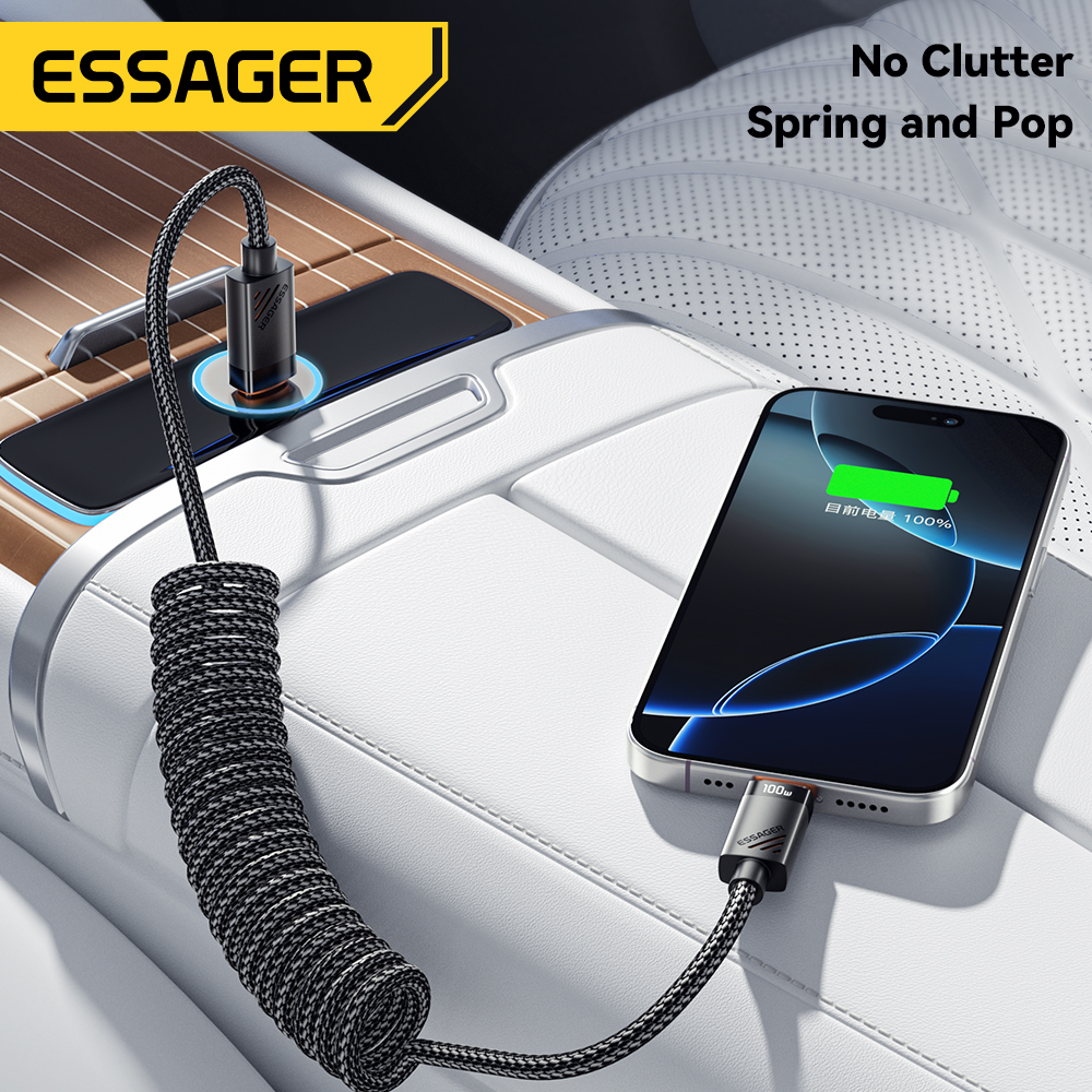 AliExpress Essager 100W Spring USB-C to USB-C Cable, view 4