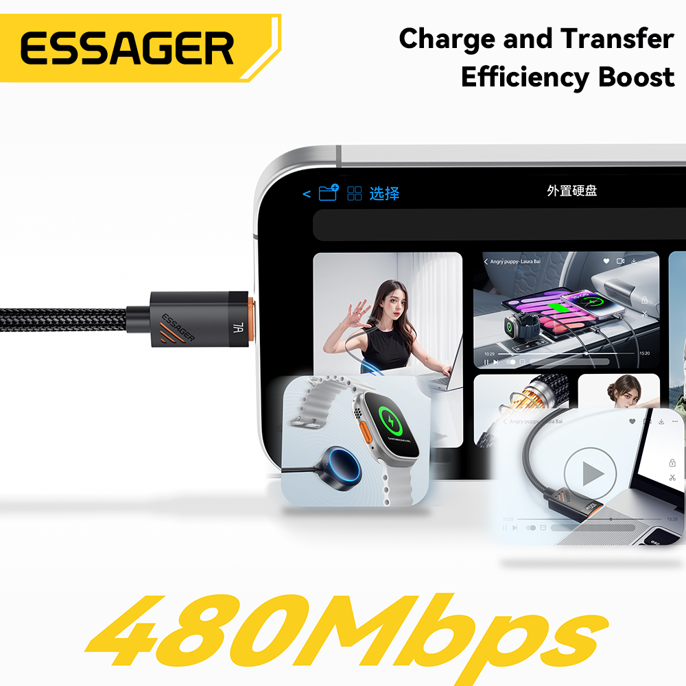 AliExpress Essager 100W Coiled Spring USB-C Car Cable, view 6