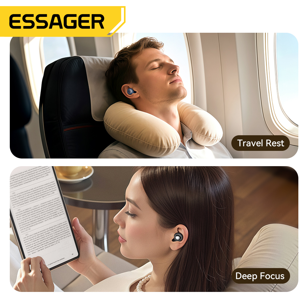 AliExpress ESSAGER Noise Cancelling Ear Plugs for Sleeping Soft Silicone Sleep Earplugs Noise Reduction Earbuds for Sleep Work Study Travel, view 4