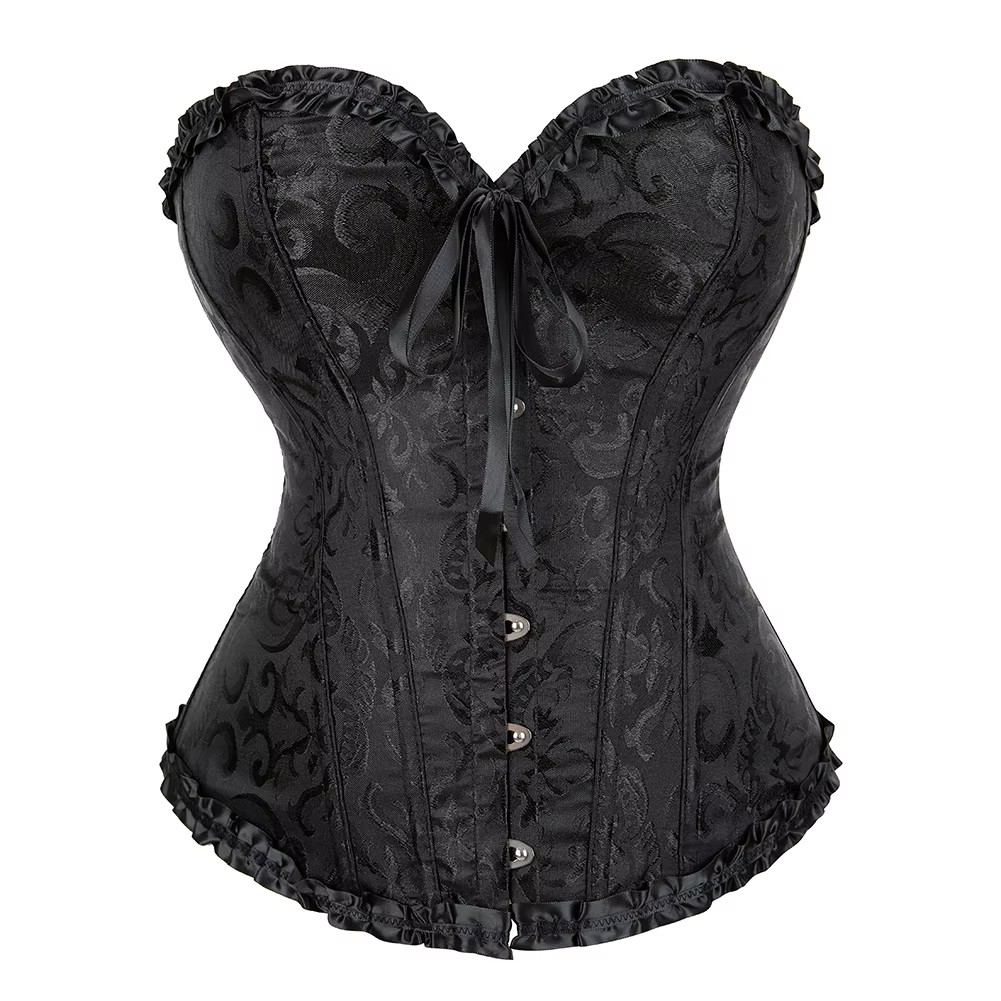 AliExpress European and American Court Style Corset Jacquard Lace Back Strap Adjustable Waist Molding Belly Supporting Bone Shapewear 8111, view 3