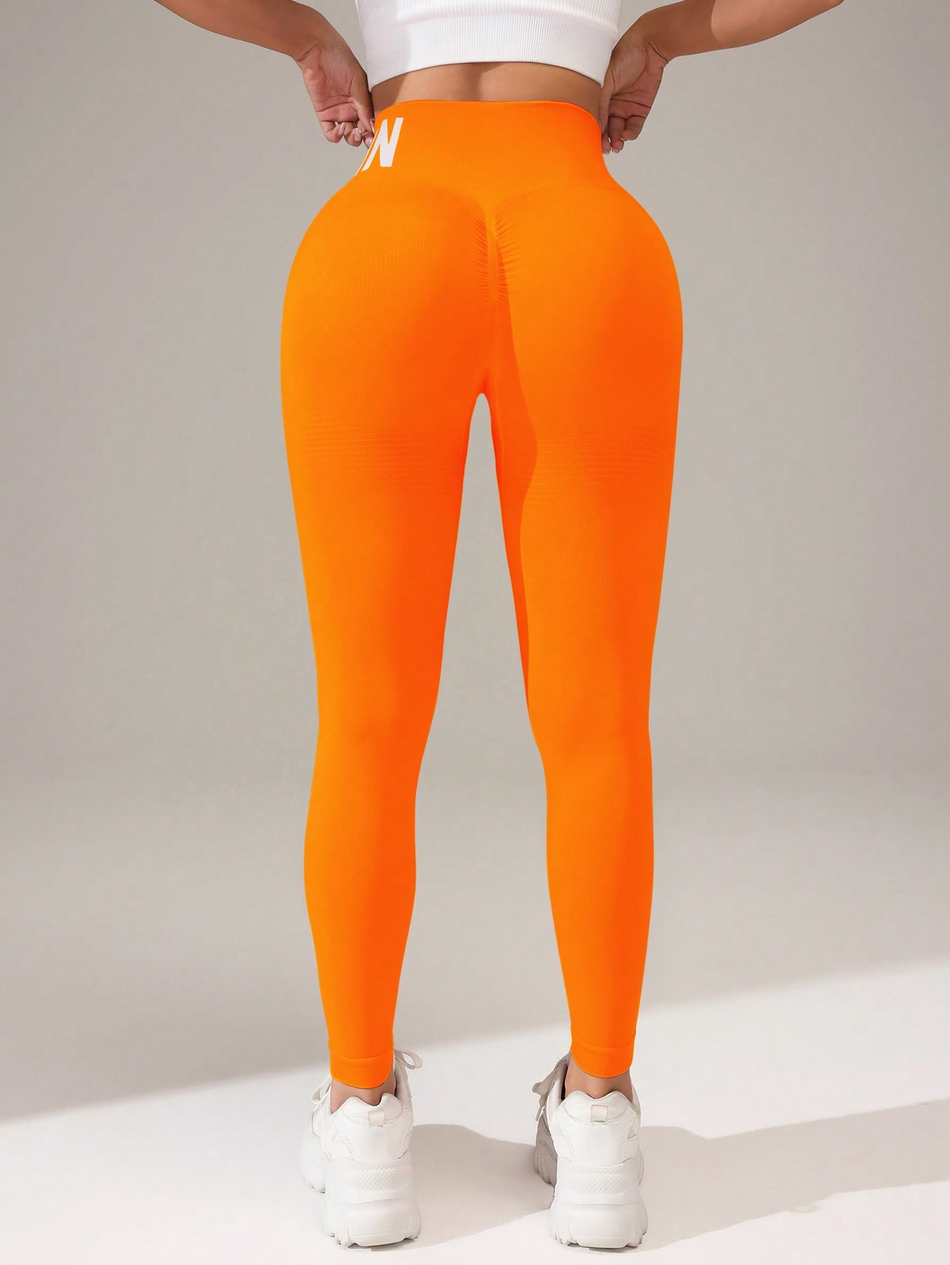 AliExpress European and American Seamless Yoga Leggings with Waistband Lettering, Butt-Lifting, Quick-Dry Women's Breathable Tights for Pea, view 2