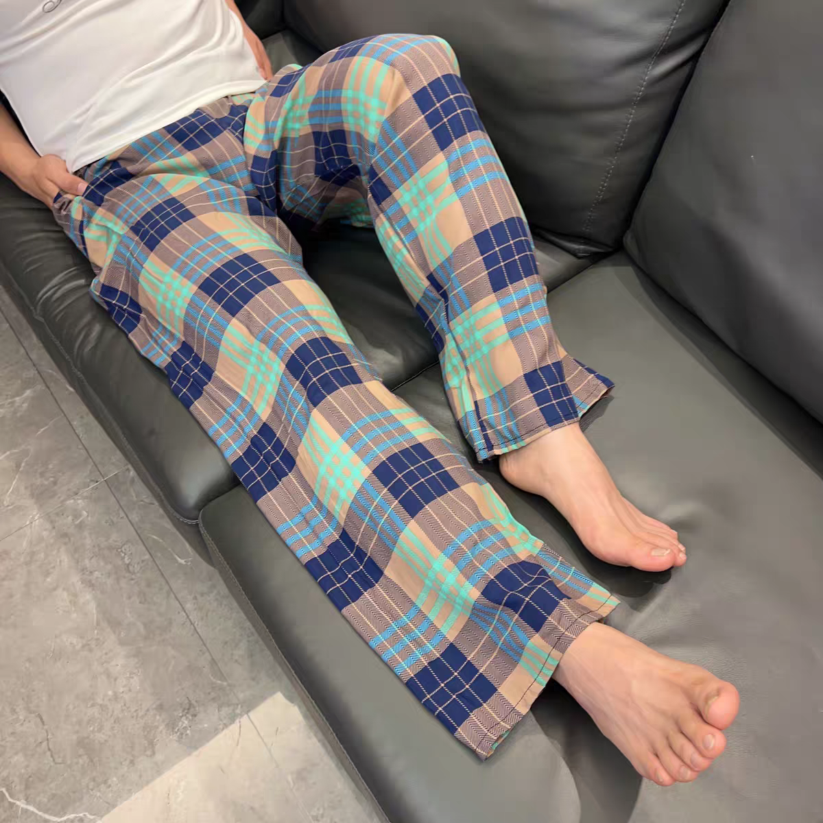AliExpress Extra Large Size Stylish Pajama Pants for Men, Spring and Autumn, Plus Size, Oversized, Casual Long Pants, Thin Style, Home Wear Pants, view 5