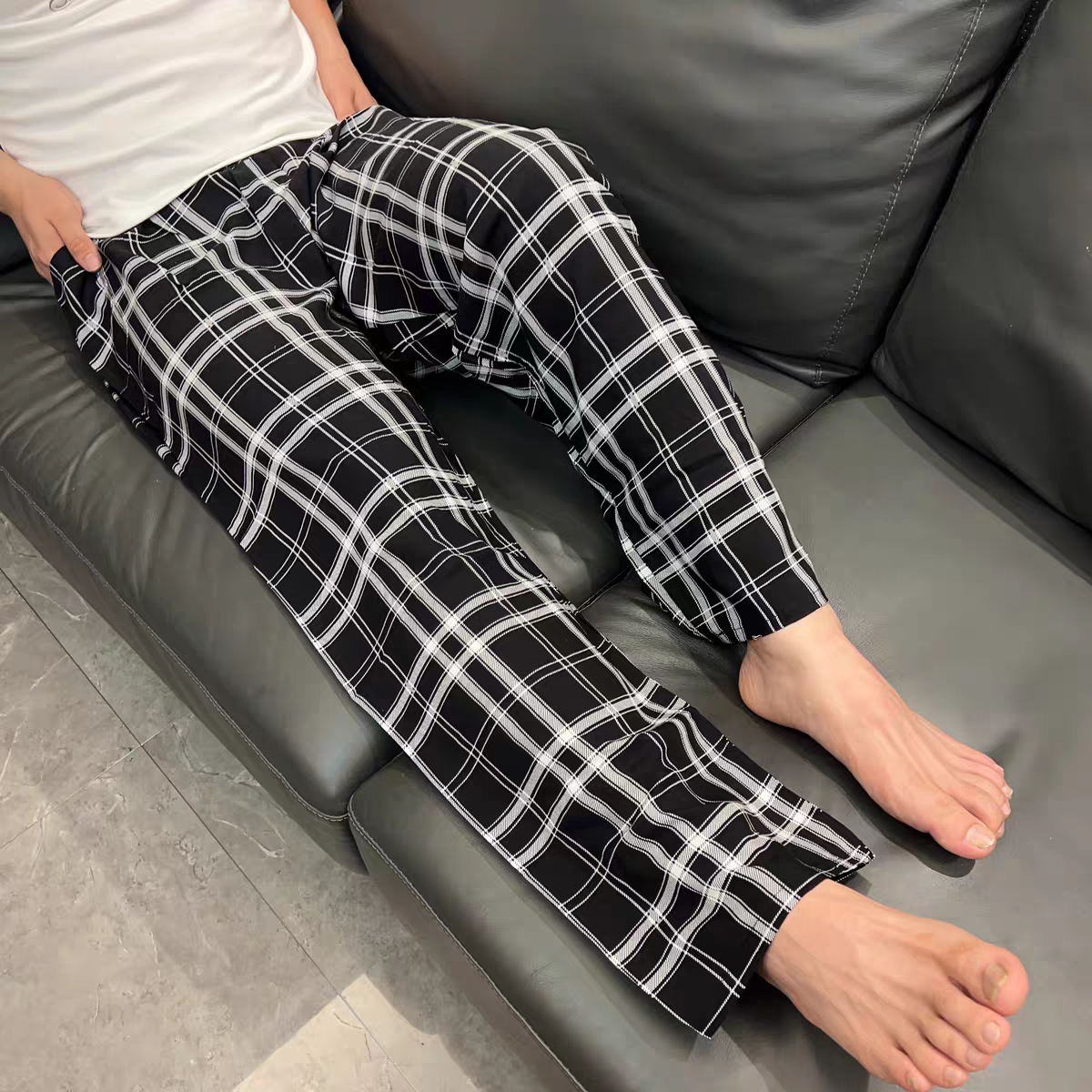 AliExpress Extra Large Size Stylish Pajama Pants for Men, Spring and Autumn, Plus Size, Oversized, Casual Long Pants, Thin Style, Home Wear Pants
